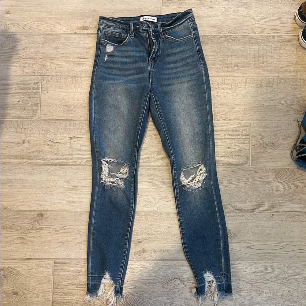 Flying Monkey Blue Skinny Jeans with Distressed Details